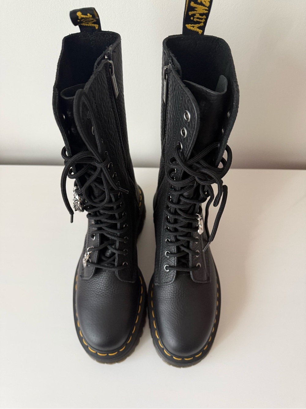 Dr Martens 1B99 quad black leather mid lace up combat boots - Picture 6 of 9